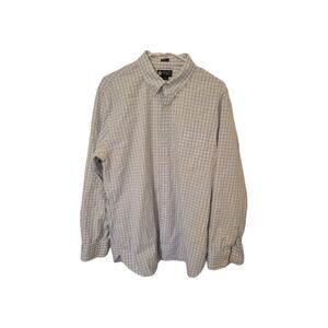 J Crew Haberdashery Mens 80s 2 Ply LS Button Down Blue White Checkered Shirt XL